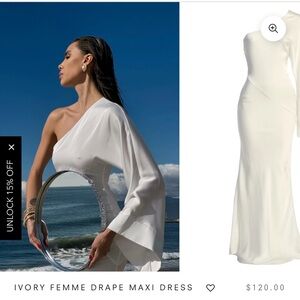 JLUXLABEL One Shoulder Ivory Dress